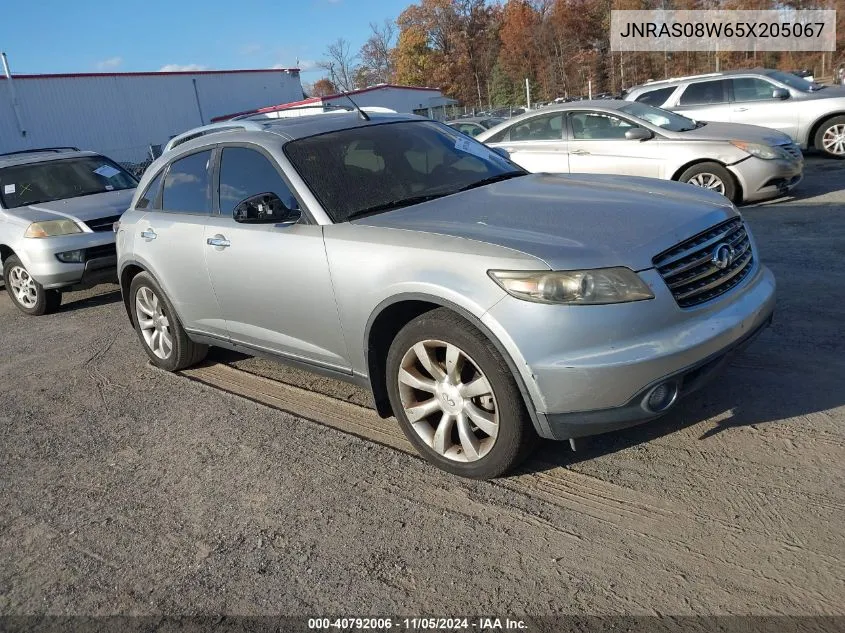 2005 Infiniti Fx35 VIN: JNRAS08W65X205067 Lot: 40792006