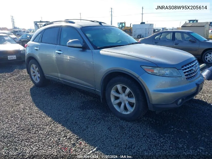 2005 Infiniti Fx35 VIN: JNRAS08W95X205614 Lot: 40812524