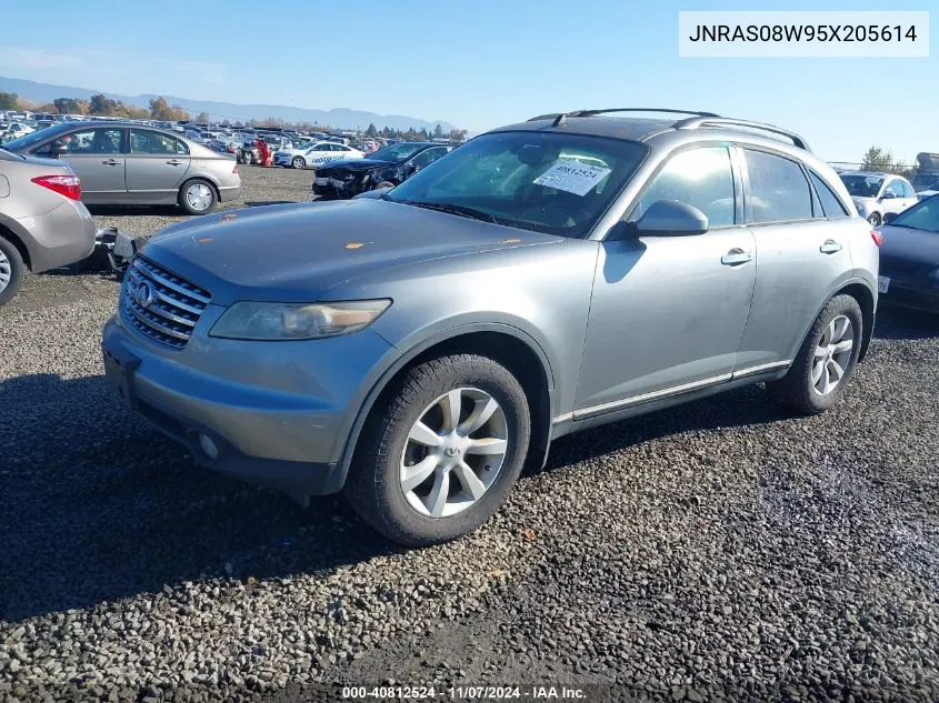 2005 Infiniti Fx35 VIN: JNRAS08W95X205614 Lot: 40812524