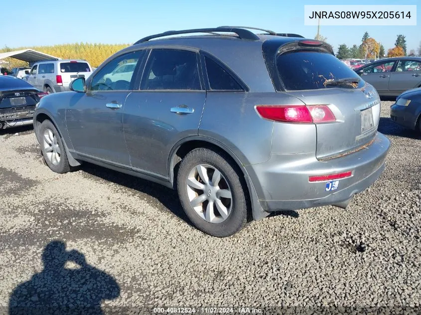 2005 Infiniti Fx35 VIN: JNRAS08W95X205614 Lot: 40812524