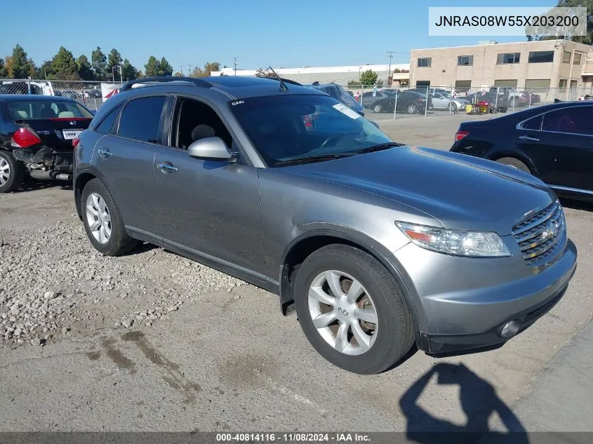 2005 Infiniti Fx35 VIN: JNRAS08W55X203200 Lot: 40814116