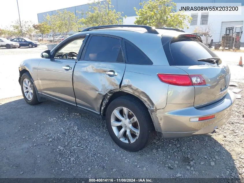 2005 Infiniti Fx35 VIN: JNRAS08W55X203200 Lot: 40814116