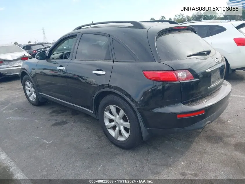 2005 Infiniti Fx35 VIN: JNRAS08U15X103058 Lot: 40822069