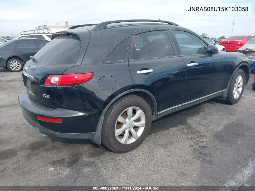 2005 Infiniti Fx35 VIN: JNRAS08U15X103058 Lot: 40822069