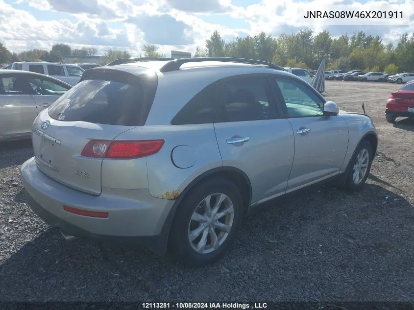 2006 Infiniti Fx35 VIN: JNRAS08W46X201911 Lot: 12113281