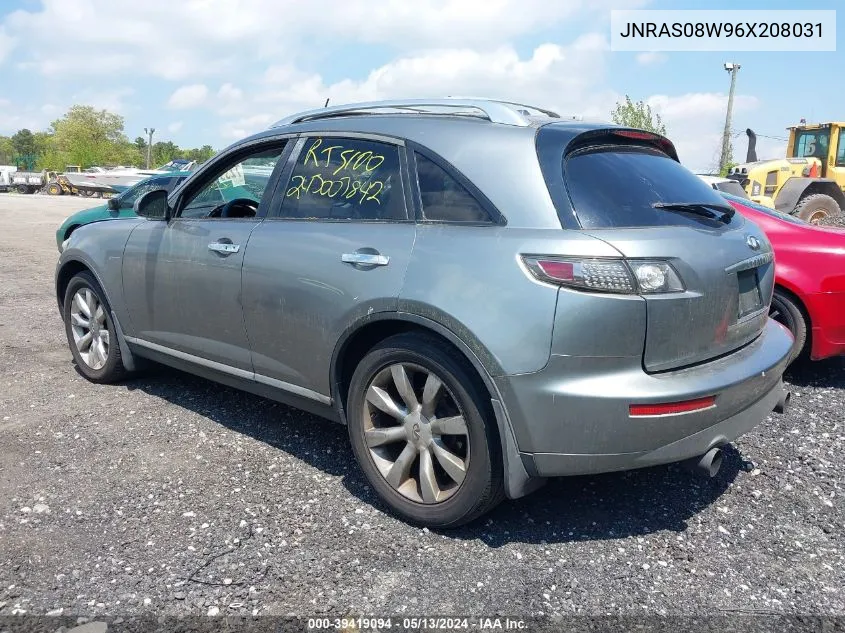 2006 Infiniti Fx35 VIN: JNRAS08W96X208031 Lot: 39419094