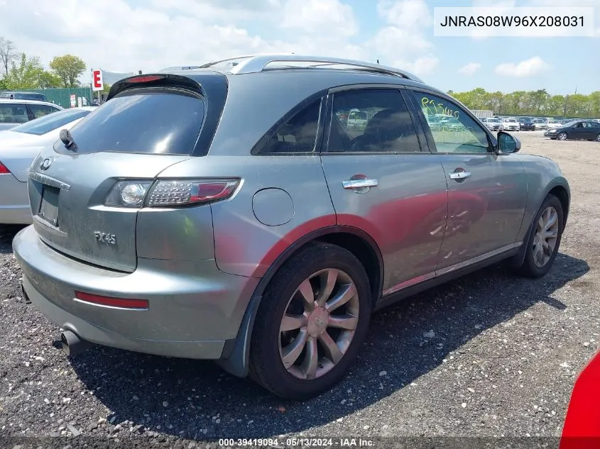 2006 Infiniti Fx35 VIN: JNRAS08W96X208031 Lot: 39419094