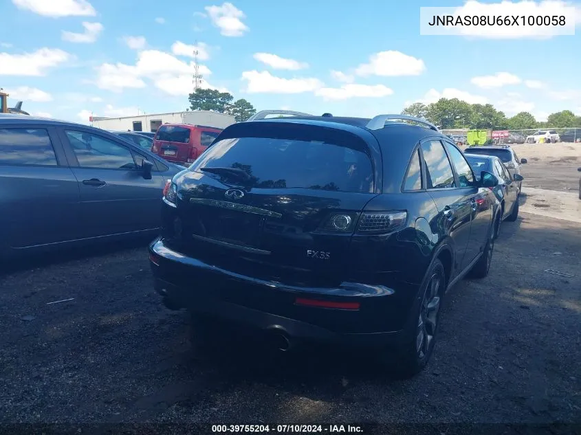 2006 Infiniti Fx35 VIN: JNRAS08U66X100058 Lot: 39755204