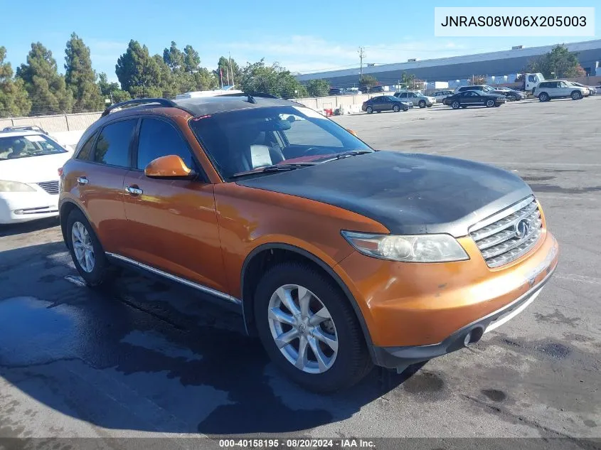 2006 Infiniti Fx35 VIN: JNRAS08W06X205003 Lot: 40158195