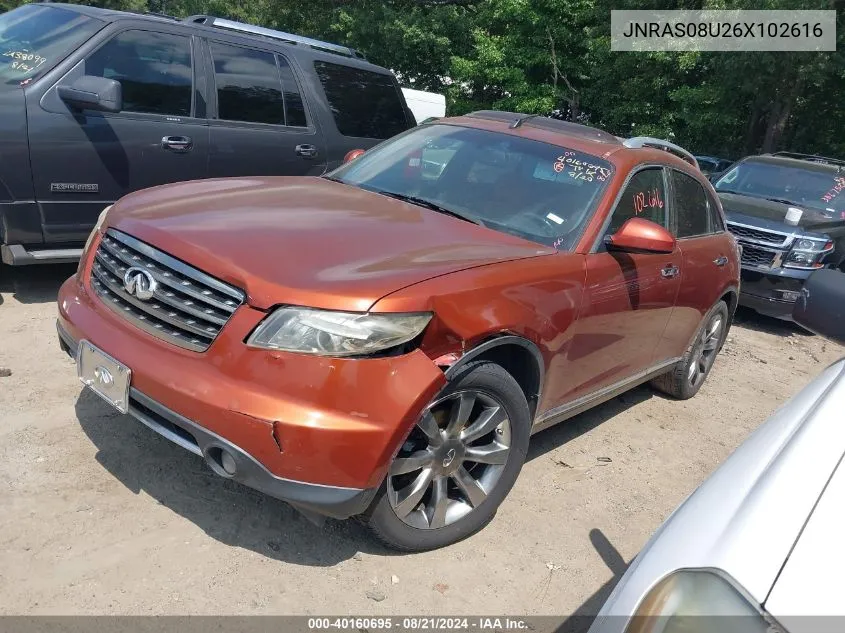 2006 Infiniti Fx35 VIN: JNRAS08U26X102616 Lot: 40160695