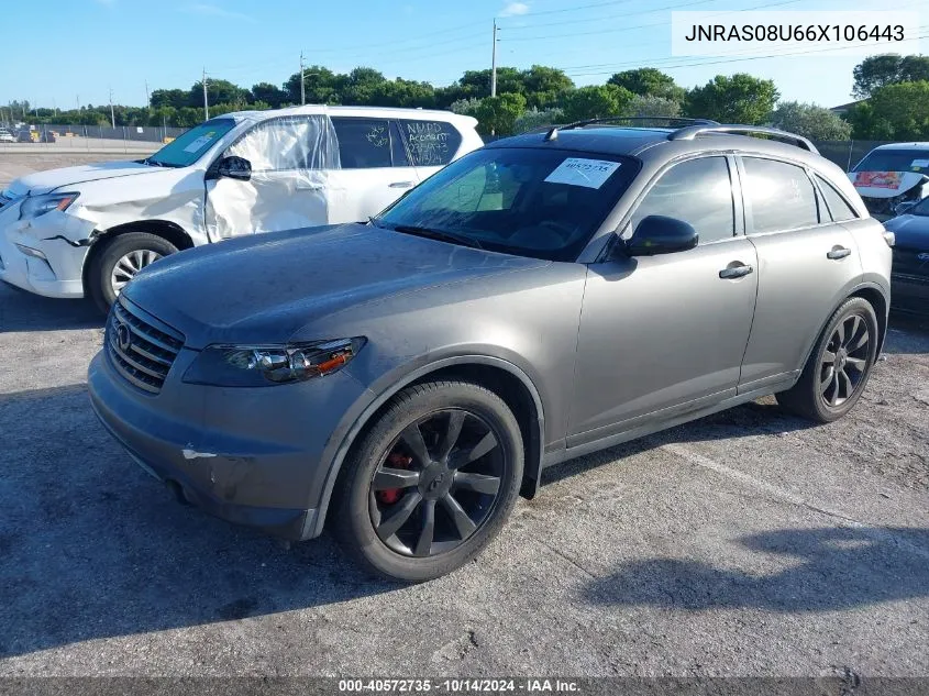 2006 Infiniti Fx35 VIN: JNRAS08U66X106443 Lot: 40572735