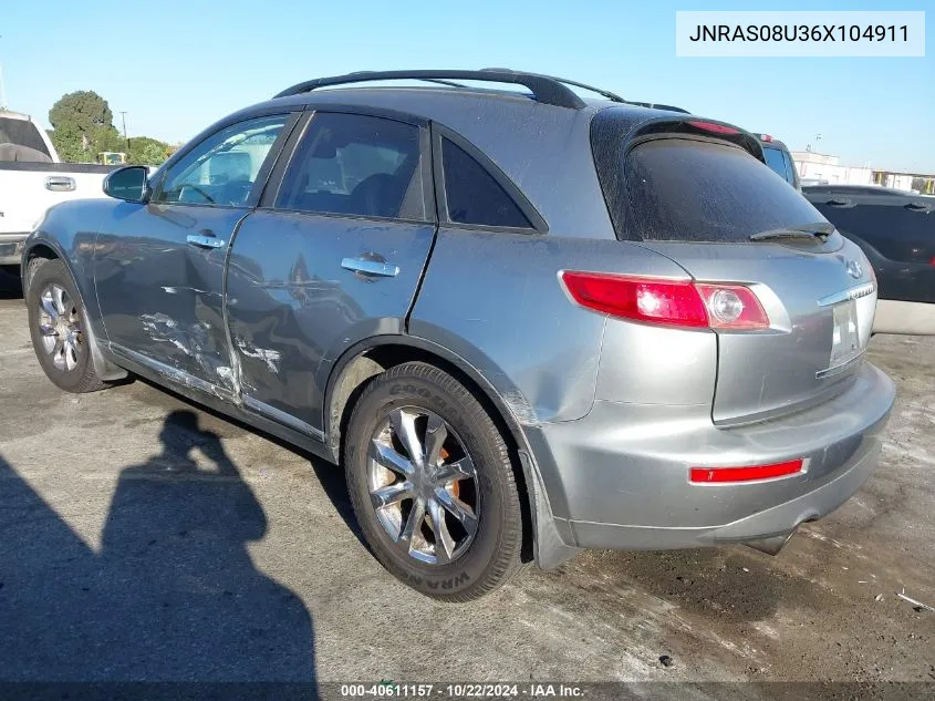 2006 Infiniti Fx35 VIN: JNRAS08U36X104911 Lot: 40611157