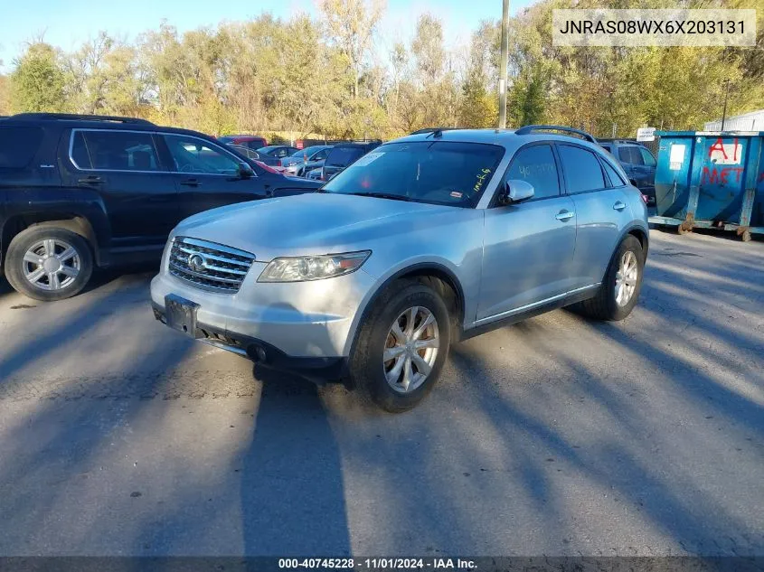 2006 Infiniti Fx35 VIN: JNRAS08WX6X203131 Lot: 40745228