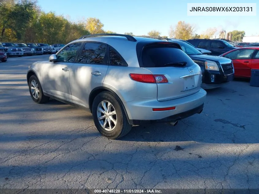 2006 Infiniti Fx35 VIN: JNRAS08WX6X203131 Lot: 40745228