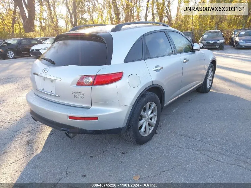 2006 Infiniti Fx35 VIN: JNRAS08WX6X203131 Lot: 40745228