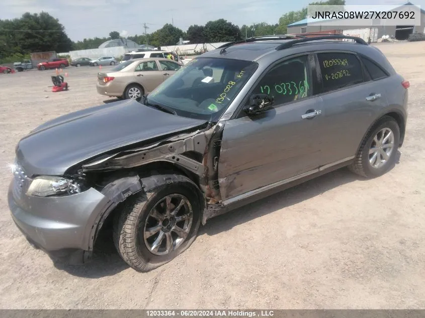 2007 Infiniti Fx35 VIN: JNRAS08W27X207692 Lot: 12033364