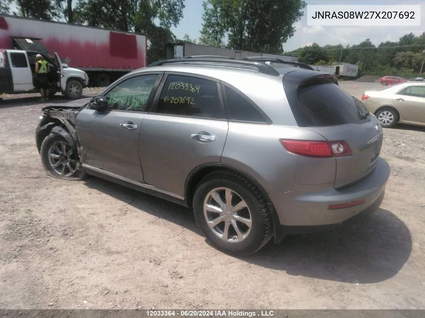 2007 Infiniti Fx35 VIN: JNRAS08W27X207692 Lot: 12033364