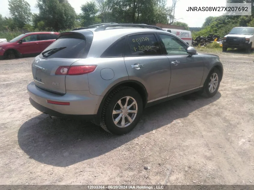 2007 Infiniti Fx35 VIN: JNRAS08W27X207692 Lot: 12033364