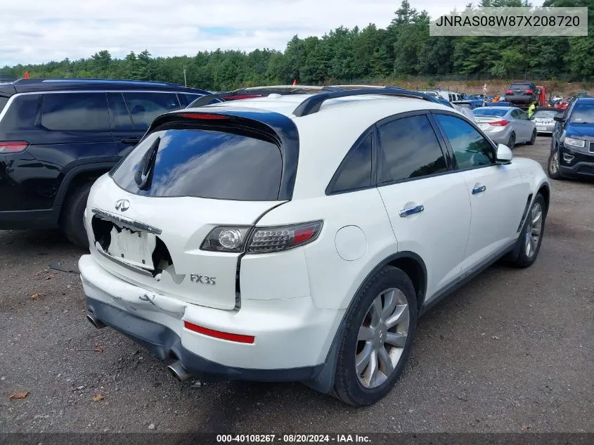 2007 Infiniti Fx35 VIN: JNRAS08W87X208720 Lot: 40108267