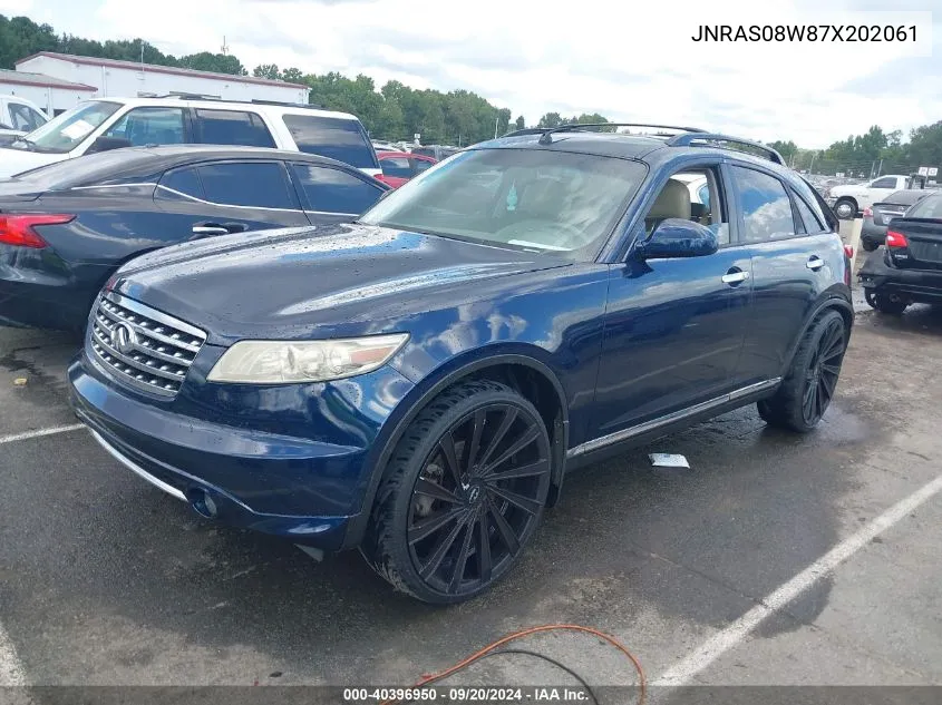 2007 Infiniti Fx35 VIN: JNRAS08W87X202061 Lot: 40396950