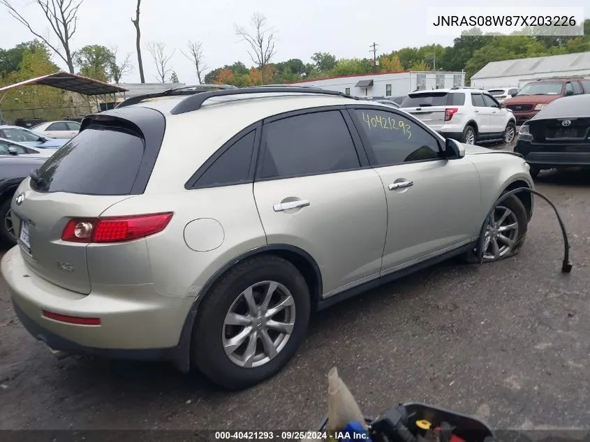 2007 Infiniti Fx35 VIN: JNRAS08W87X203226 Lot: 40421293