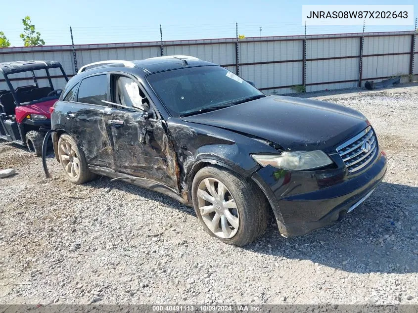 2007 Infiniti Fx35 VIN: JNRAS08W87X202643 Lot: 40491113