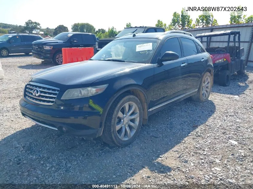 2007 Infiniti Fx35 VIN: JNRAS08W87X202643 Lot: 40491113