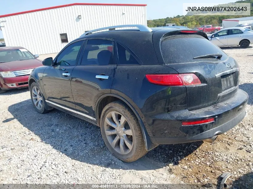 2007 Infiniti Fx35 VIN: JNRAS08W87X202643 Lot: 40491113