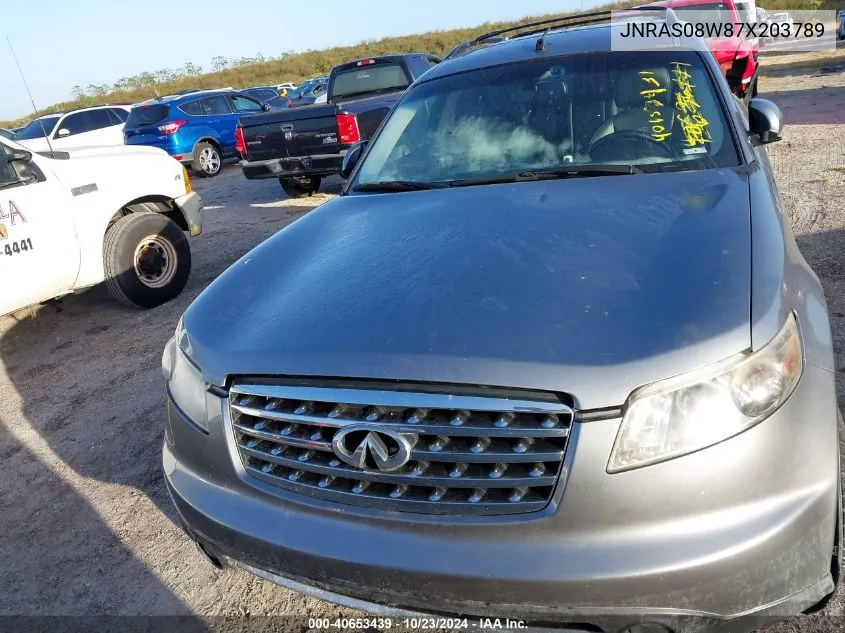 2007 Infiniti Fx35 VIN: JNRAS08W87X203789 Lot: 40653439