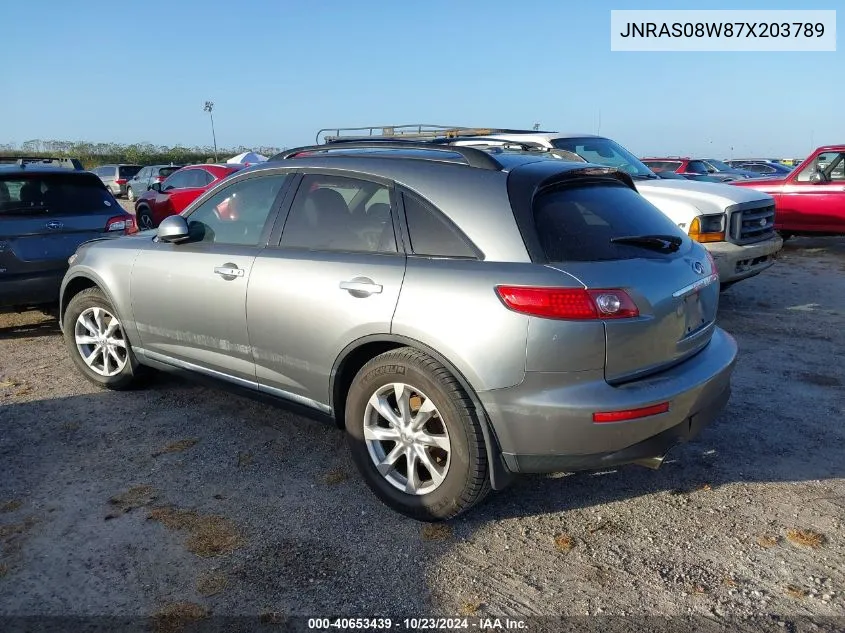 2007 Infiniti Fx35 VIN: JNRAS08W87X203789 Lot: 40653439