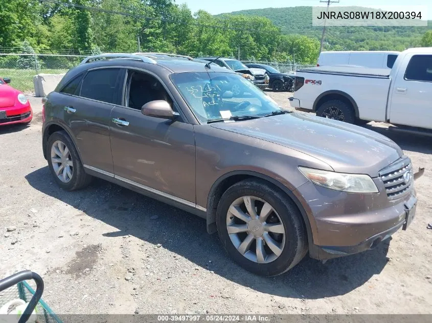 2008 Infiniti Fx35 VIN: JNRAS08W18X200394 Lot: 39497997