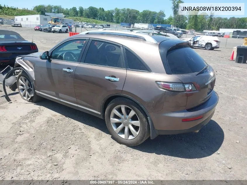 2008 Infiniti Fx35 VIN: JNRAS08W18X200394 Lot: 39497997