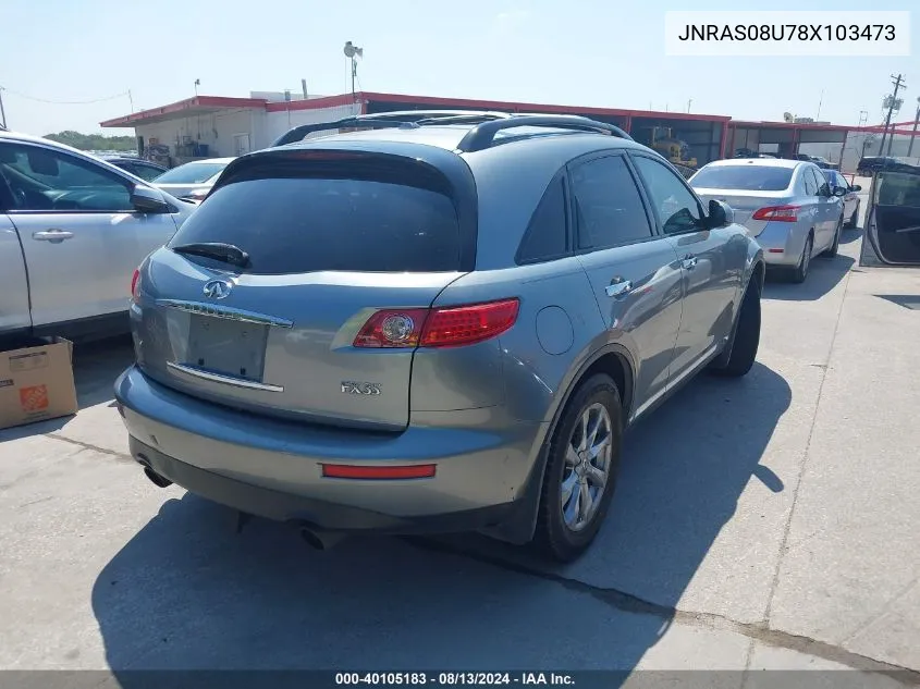 2008 Infiniti Fx35 VIN: JNRAS08U78X103473 Lot: 40105183