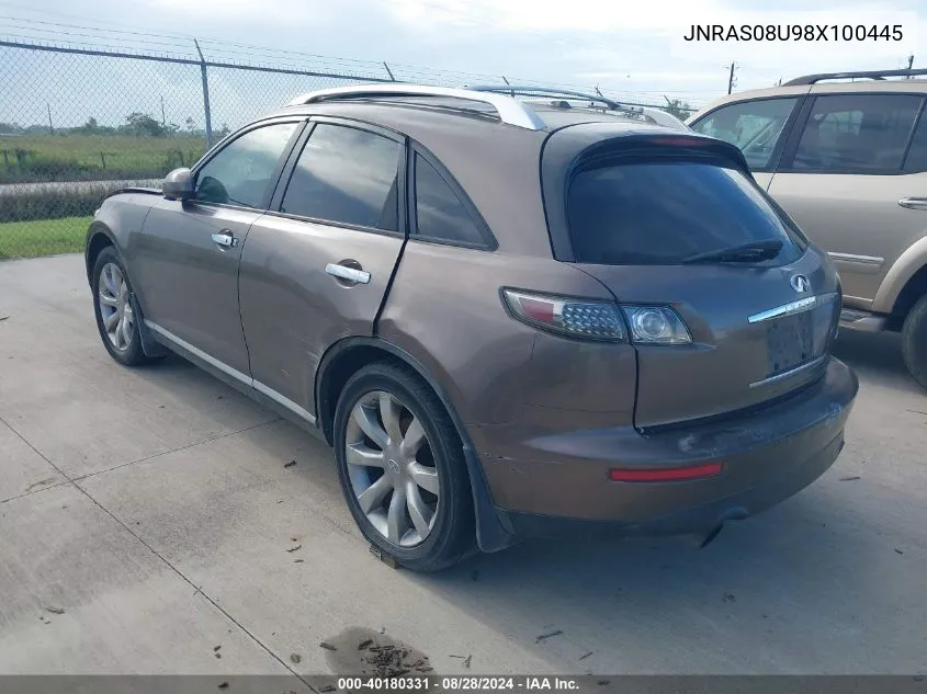 2008 Infiniti Fx35 VIN: JNRAS08U98X100445 Lot: 40180331