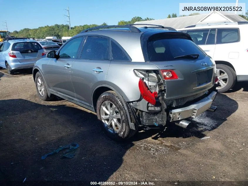 2008 Infiniti Fx35 VIN: JNRAS08W98X205522 Lot: 40288052