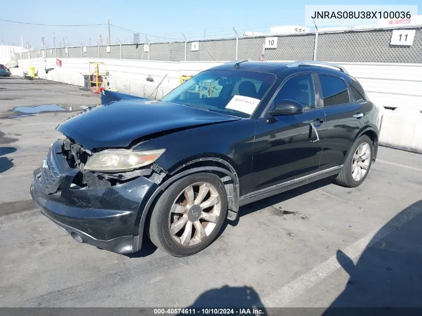 2008 Infiniti Fx35 VIN: JNRAS08U38X100036 Lot: 40574611