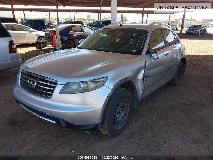 2008 Infiniti Fx35 VIN: JNRAS08U38X101252 Lot: 40680331