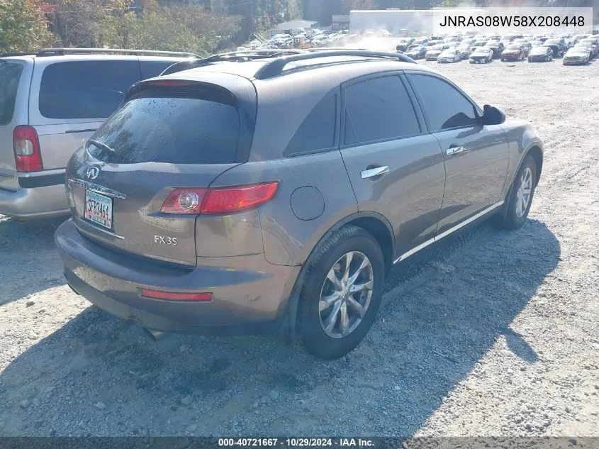 2008 Infiniti Fx35 VIN: JNRAS08W58X208448 Lot: 40721667