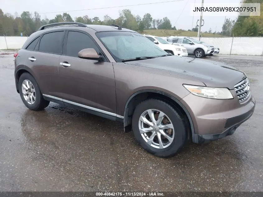 2008 Infiniti Fx35 VIN: JNRAS08W98X207951 Lot: 40842175