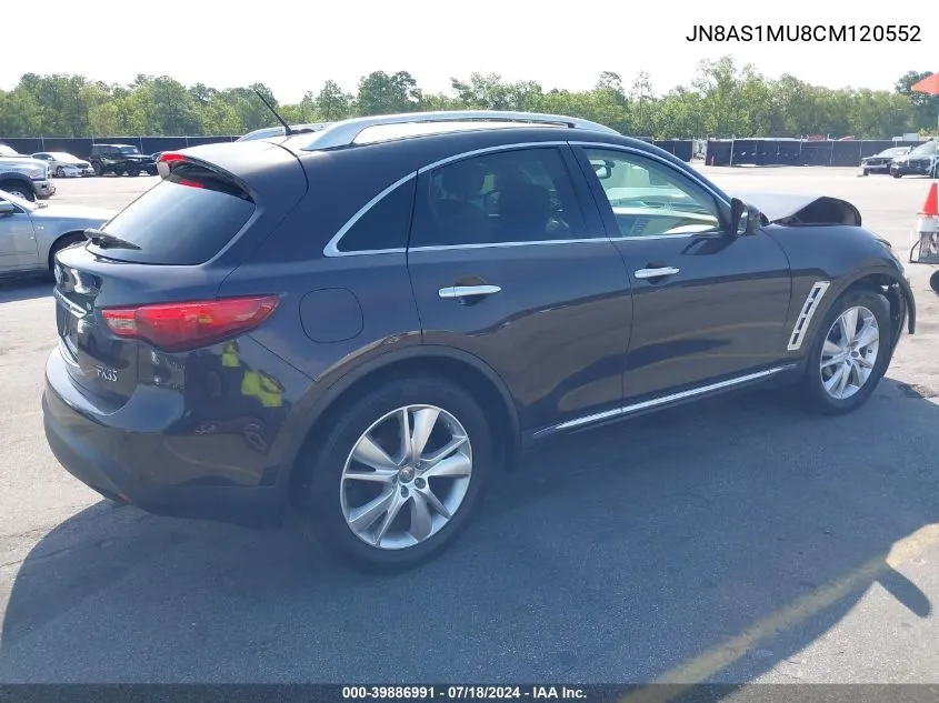 2012 Infiniti Fx35 VIN: JN8AS1MU8CM120552 Lot: 39886991