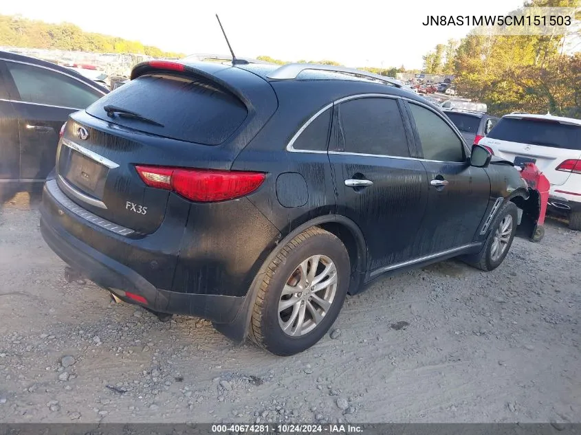 2012 Infiniti Fx35 VIN: JN8AS1MW5CM151503 Lot: 40674281