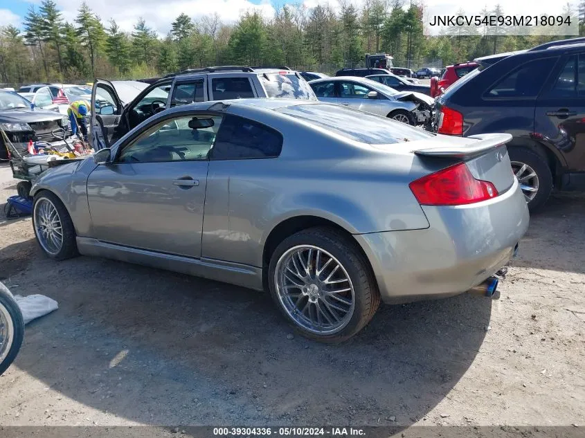 2003 Infiniti G35 Base W/Leather VIN: JNKCV54E93M218094 Lot: 39304336