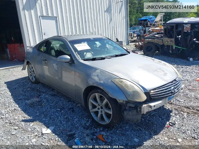 2003 Infiniti G35 Leather VIN: JNKCV54E93M214160 Lot: 39617146