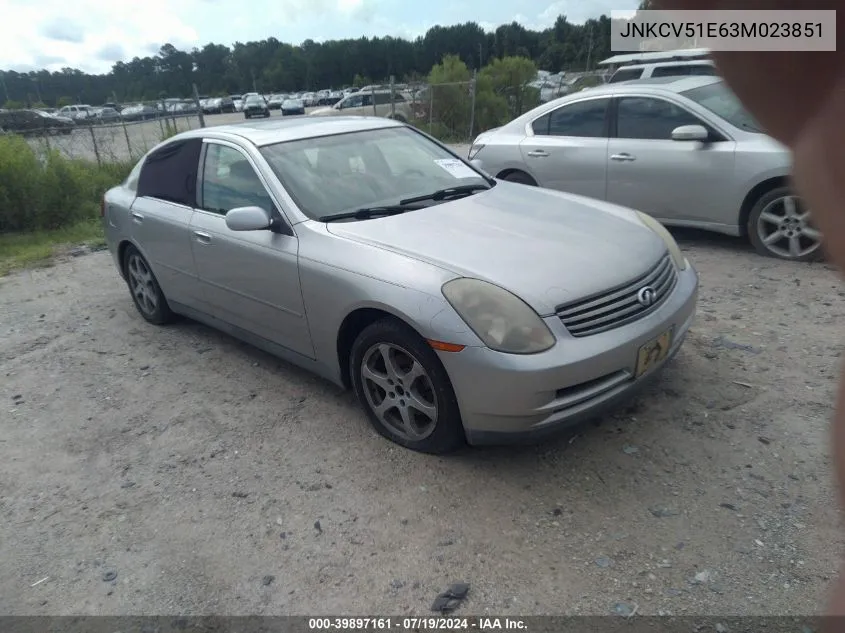 2003 Infiniti G35 Luxury Leather VIN: JNKCV51E63M023851 Lot: 39897161