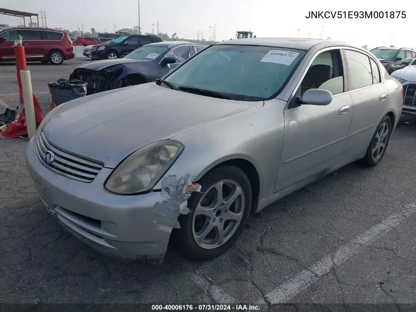 2003 Infiniti G35 Base W/6 Speed Manual VIN: JNKCV51E93M001875 Lot: 40006176