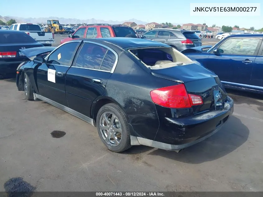 2003 Infiniti G35 Base W/6 Speed Manual/Luxury/Luxury Leather VIN: JNKCV51E63M000277 Lot: 40071443