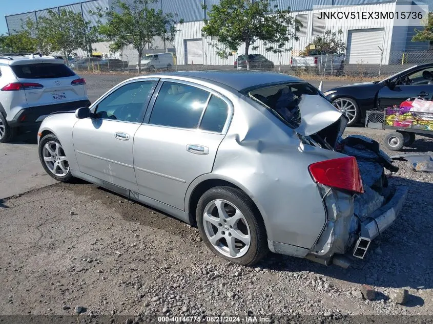 2003 Infiniti G35 VIN: JNKCV51EX3M015736 Lot: 40146775