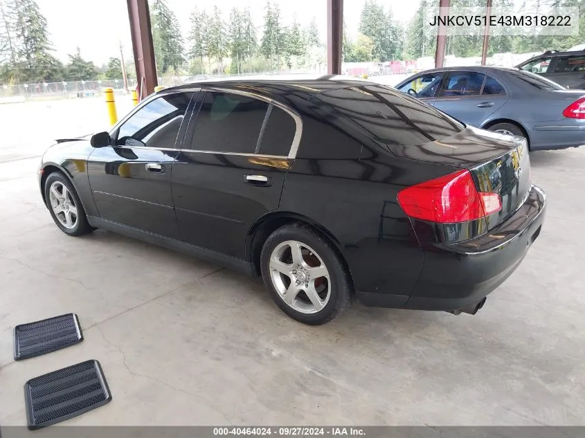 JNKCV51E43M318222 2003 Infiniti G35 Base W/6 Speed Manual