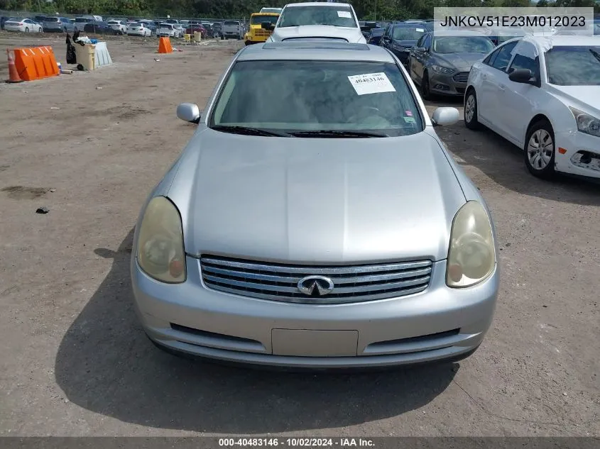 2003 Infiniti G35 VIN: JNKCV51E23M012023 Lot: 40483146