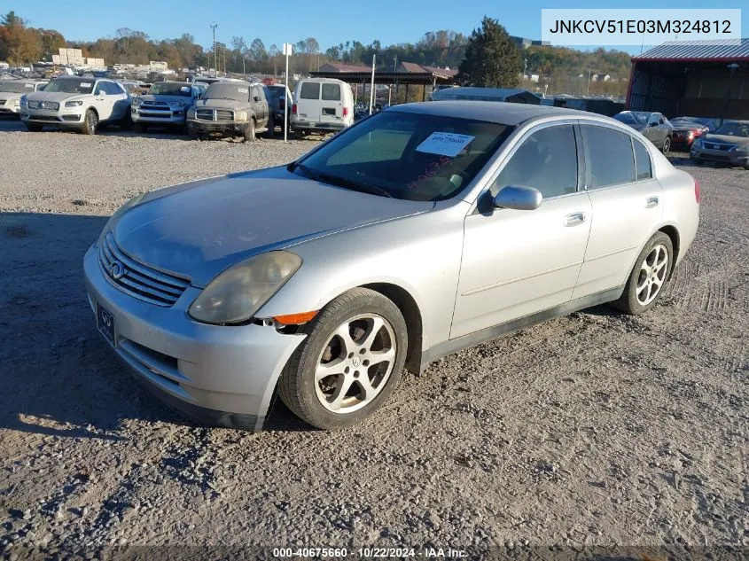 2003 Infiniti G35 Luxury Leather VIN: JNKCV51E03M324812 Lot: 40675660